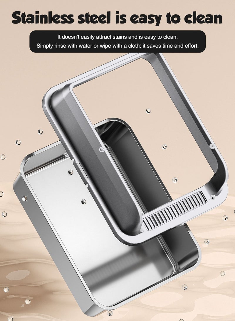 Kidle Stainless Steel Cat Litter Box Metal Litter Pan Tray with High Wall Sides for Small Animals with Scoop - Image 4